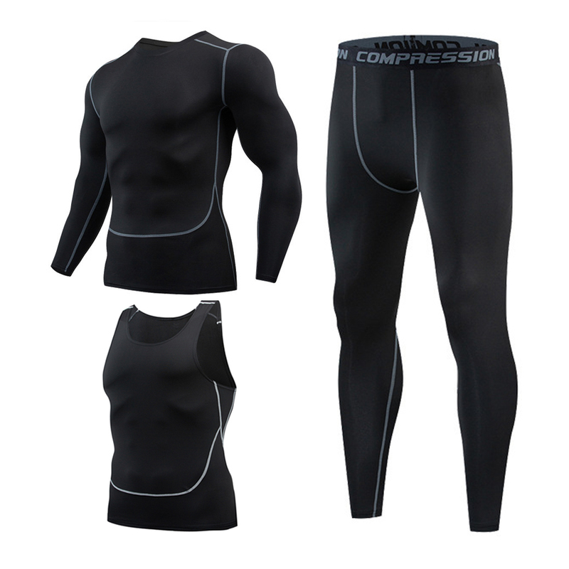 Men's Tracksuits Running Clothes Set Men Sportswear Base LayersTights Vest Sports Clothing Fitness Tracksuit Quick Dry Bodybuilding Running Set 2