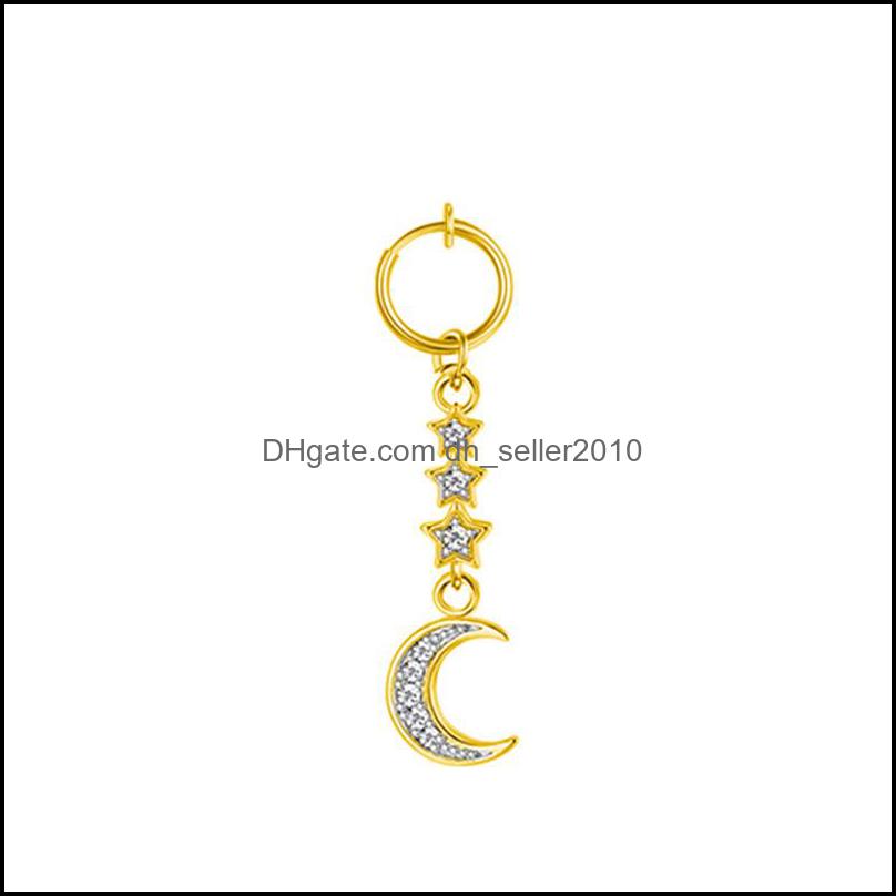 Navel Bell Button Rings Fashion Moon Heart Pendant Crystal Belly Button Rings Piercing Navel Nail Body Jewelry For Girls 1188 E3 Dro Dhiyo