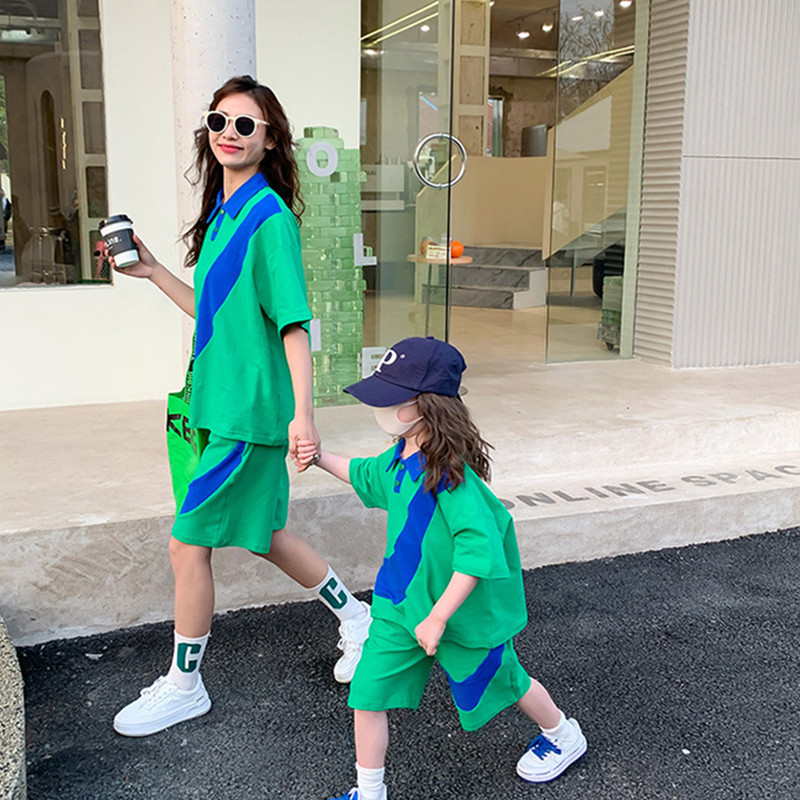 Family Matching Outfits Baby And Mom Matching Set Family Mother Daughter Son Clothes Children Girls Boys Summer Short Tops Outfits Clothing Sets 22091