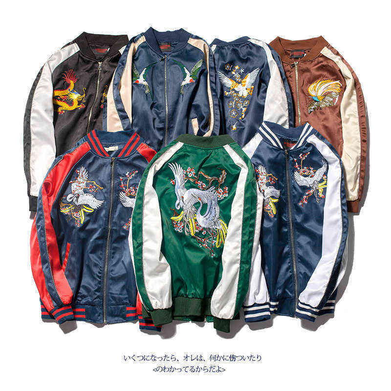 Men's Jackets broidered Autumn Jackets Men Long Seve Yokosuka Souvenir Streetwear Sukajan Luxury Ma Cardigan Japan Stain Baseball Coat 0915H