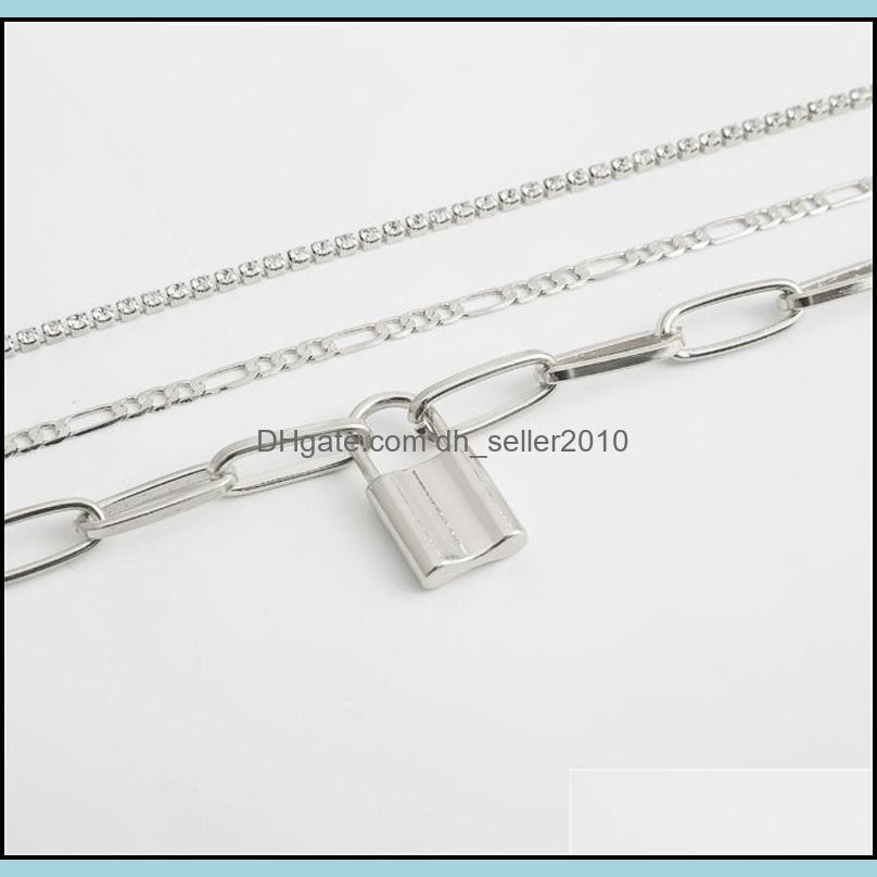 Anklets Fashion 3Pcs/Set With Lock Pendant Chain Anklet Bracelet For Women Foot Accessories Summer Beach Barefoot Sandals 144 R2 Drop Dh5Ai