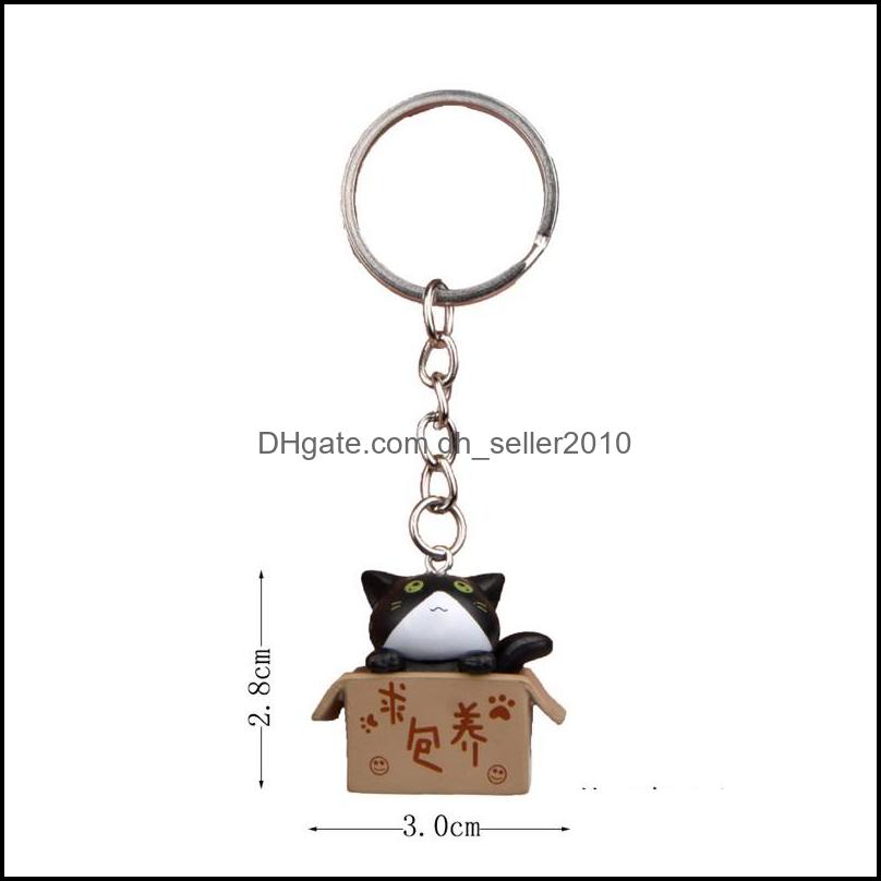 Key Rings 3Cm Cute Cartoon Key Chain Begging For Naughty Japanese Style Cat Pendant Personality Keychain Bag Jewelry Keyring 1374 D3 Dhofc