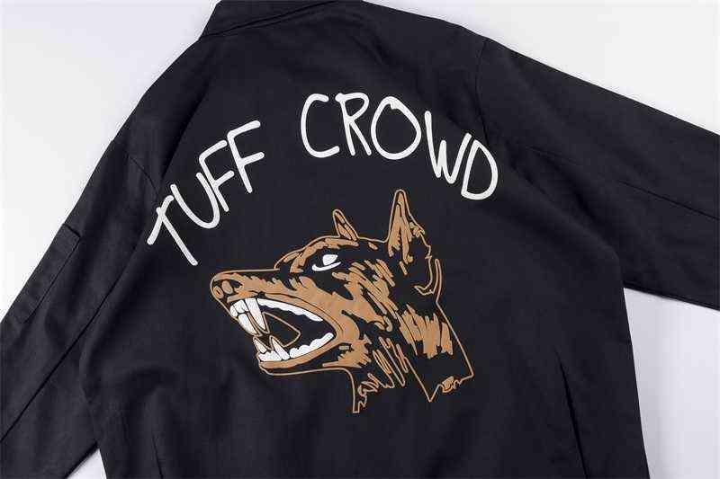 Men's Jackets TUFF CROWD Jacket Wolf Dog Head Heavy Industry Embroidered Zipper Jacket T220914