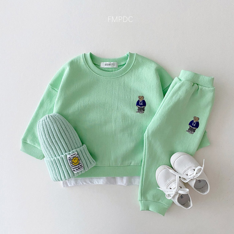 Clothing Sets Korea Toddler Outfits Baby Boy Tracksuit Cute Bear Head Embroidery Sweatshirt Pants 2pcs Sport Suit Kids Girls Clothes Set 220915