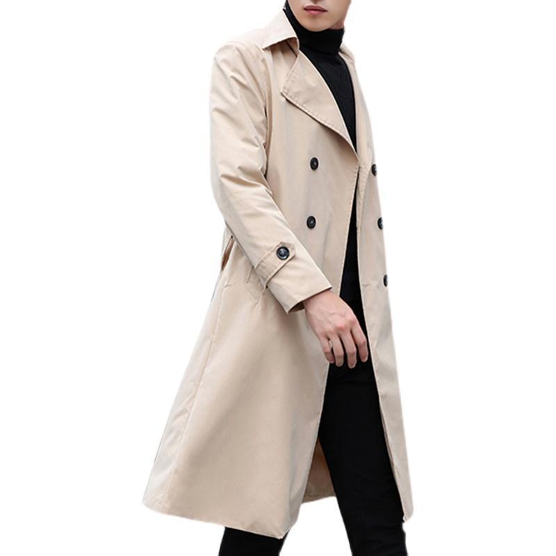 Men's Wool Blends Fashion Men's Coats Solid Color Single Breasted Lapel Long Coat Jacket Casual Overcoat Casual Trench Spring and Autumn 220