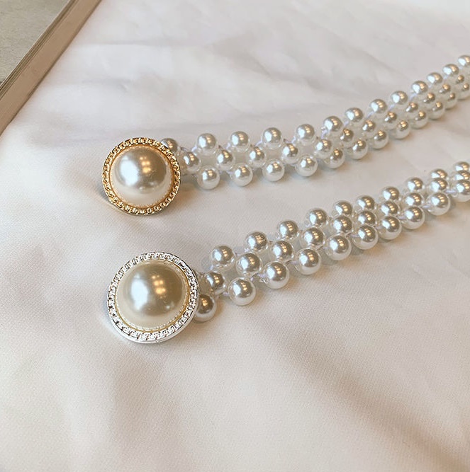 Elegant Women Waist Belt Female Girls Dress Crystal Strap Pearl Wedding Chain Belt
