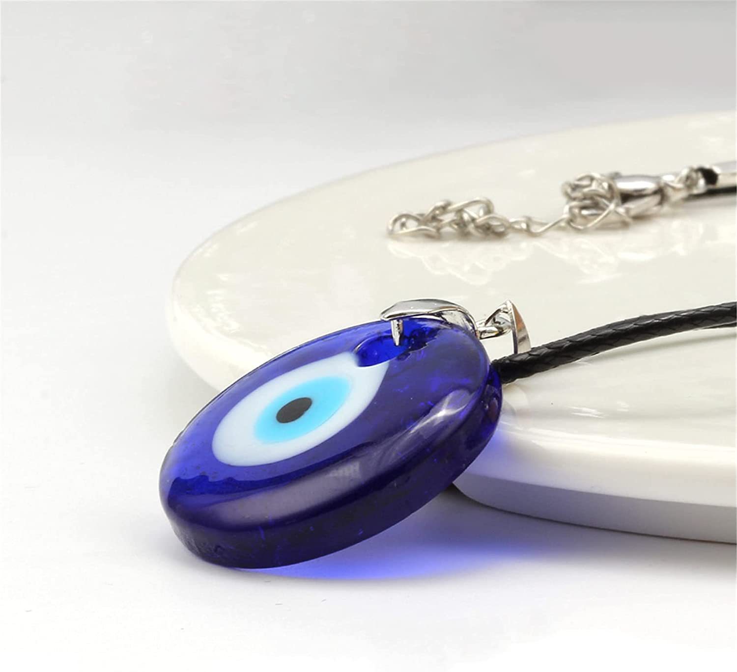 30MM Coloured Glaze Blue Evil Eye Necklaces Fashion Lucky Turkish Key Necklace For Friend Jewelry Gift
