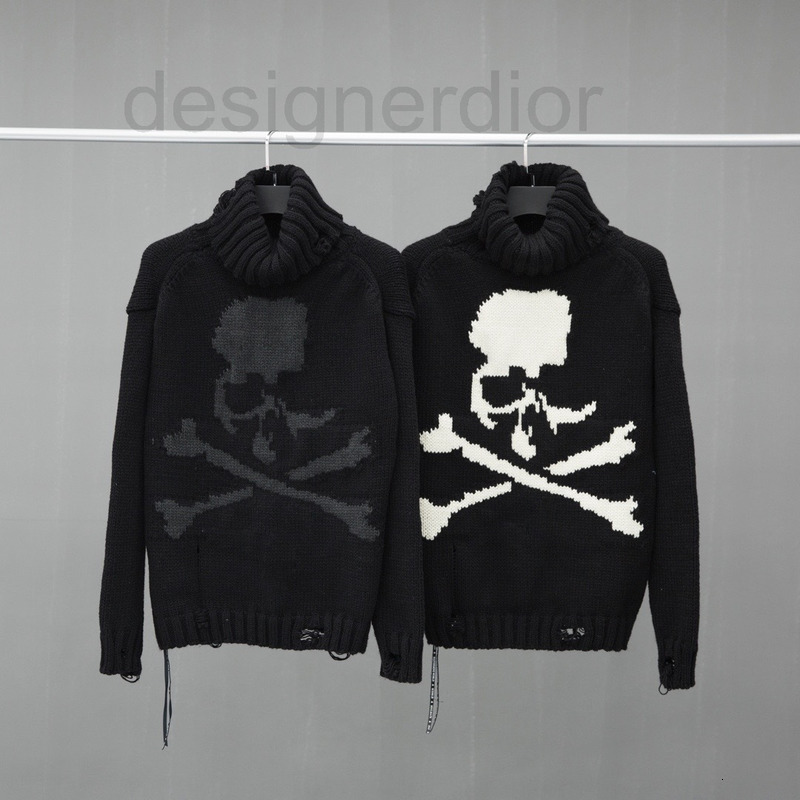 Herren-Pullover, Herren-Kapuzenpullover, Designer-Sweatshirts, MMJ-Pullover mit dunklem Rücken, Totenkopf, Lochausschnitt, gestrickt, große, lock