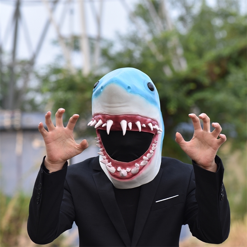 Party Masks Shark Latex Mask Unisex Halloween Masquerade Party Cosplay Headgear Novelty Animal Head Costume Props 220915