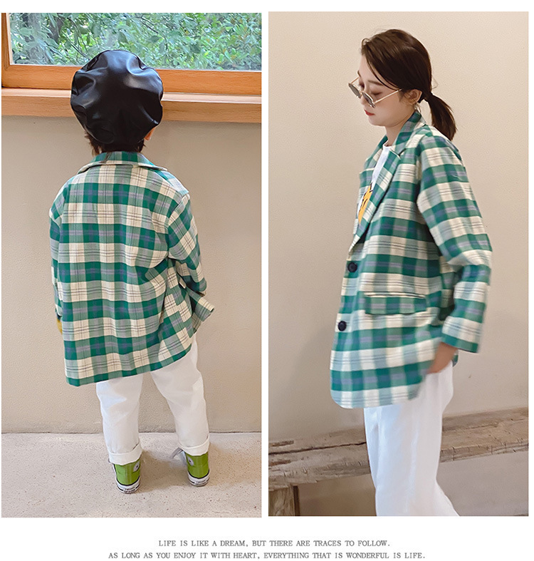 Family Matching Outfits Autumn mother daughter and son fashion plaid suit jackets family matching coats parent-child outfit 220914