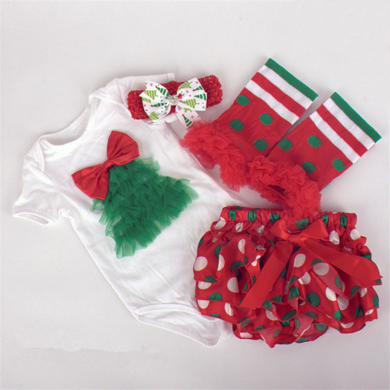 Clothing Sets 4PCS Cute born Baby Girl Outfits Clothes Tops Bodysuit Shorts Pants Set for Christmas Party 1st Birthday Summer Girls Costume 220915
