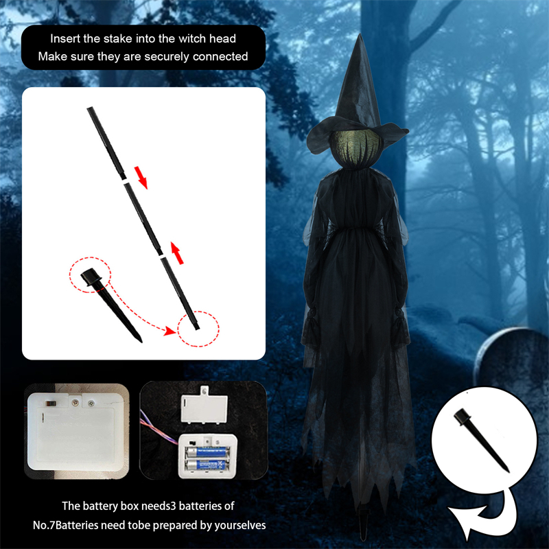 Party Decoration Halloween Decorations Light-Up Witches with Stakes Outdoor Holding Hands Screaming Witches Sound Activated Sensor Decor Dropship 2209