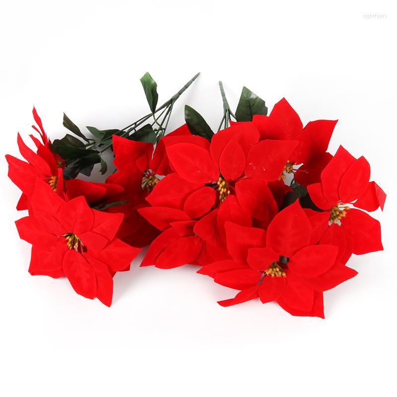 Decorative Flowers 5/7 Heads Christmas Artificial Poinsettia Decoration For Home Fake Bouquet Xmas Tree Ornaments, Red 5 heads
Decorative Flowers 5/7 Heads Christmas Artificial Poinsettia Decoration For Home Fake Bouquet Xmas Tree Ornaments, Red 5 heads