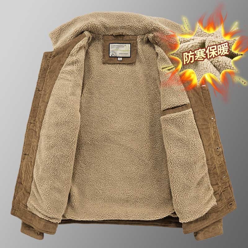 Men's Jackets Mcikkny Men Winter Fleece Corduroy Fur Collar Thermal Warm Outwear Top Clothing For Male Size M5XL 220915