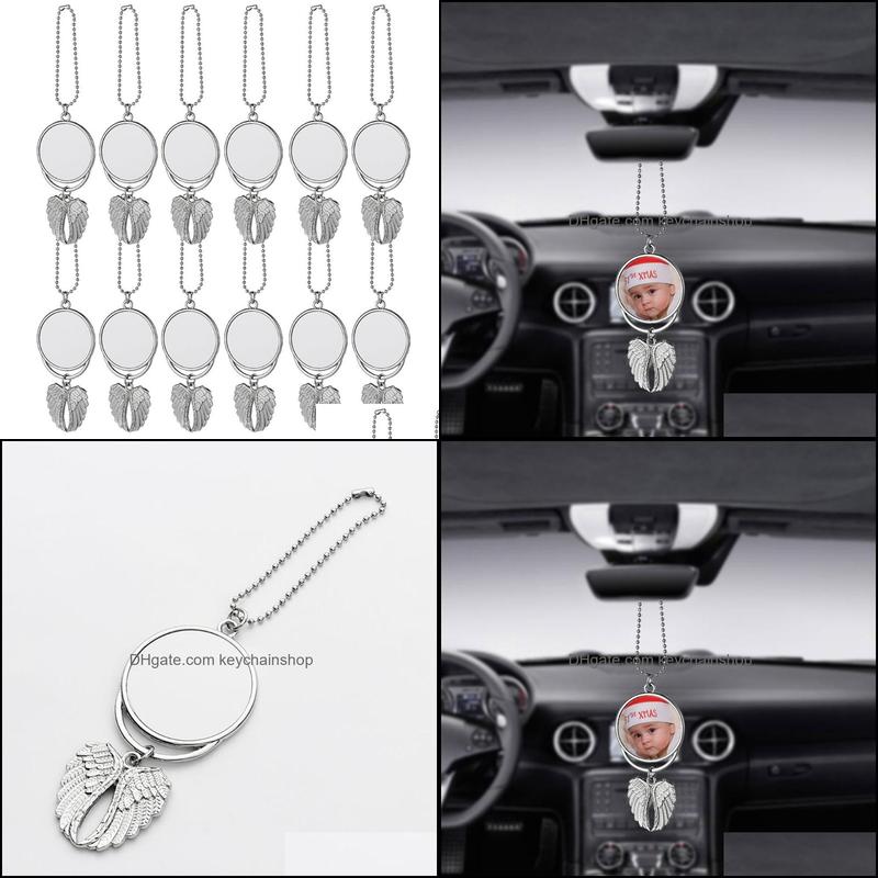 Keychains Sublimation Wings Keychains Pendants Decorations Blanks Car Pendant Angel Wing Mirror Decoration Hanging Charm Keychainshop Dhnfa