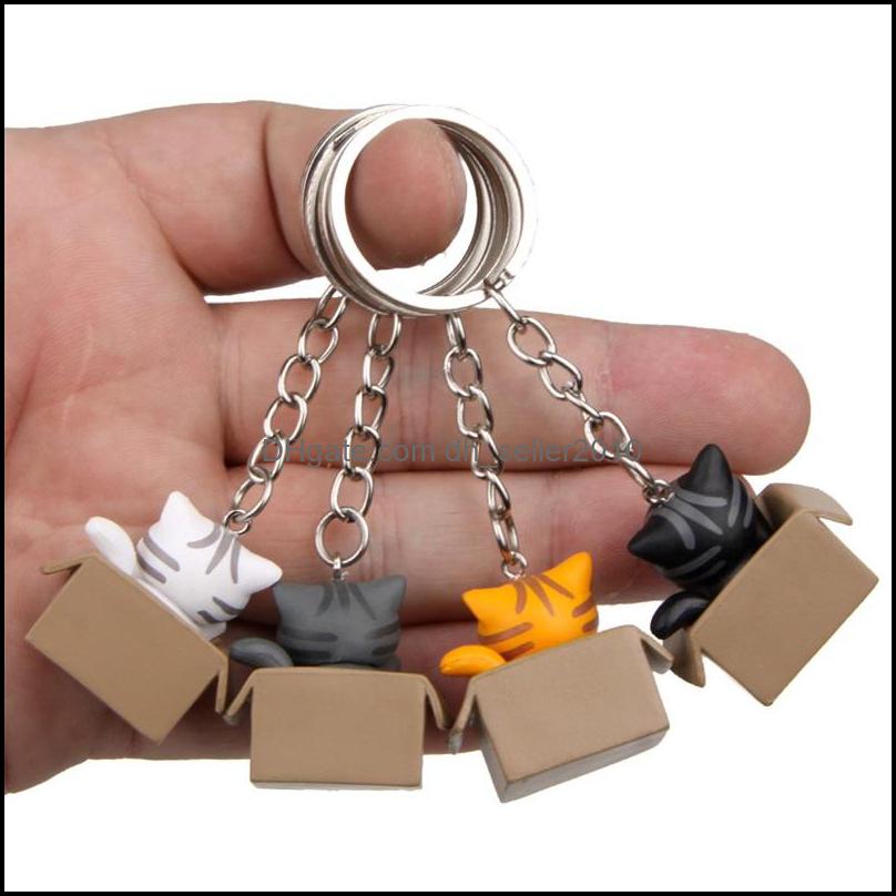 Key Rings 3Cm Cute Cartoon Key Chain Begging For Naughty Japanese Style Cat Pendant Personality Keychain Bag Jewelry Keyring 1374 D3 Dhofc