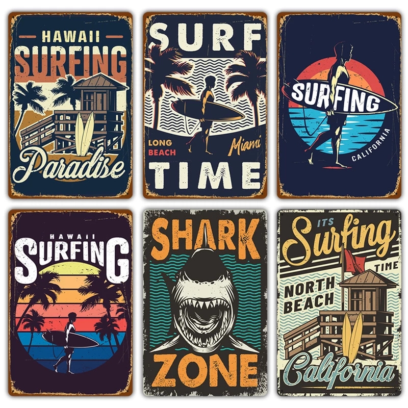 Vintage Hawaii Surf Time Beach Metal Painting Tin Signs Wall Art Crafts Plate Seaside Beach Surfing sea Poster Plaque for Bar Pub Club Shop Decor Hisimple Brand
Vintage Hawaii Surf Time Beach Metal Painting Tin Signs Wall Art Crafts Plate Seaside Beach Surfing sea Poster Plaque for Bar Pub Club Shop Decor Hisimple Brand