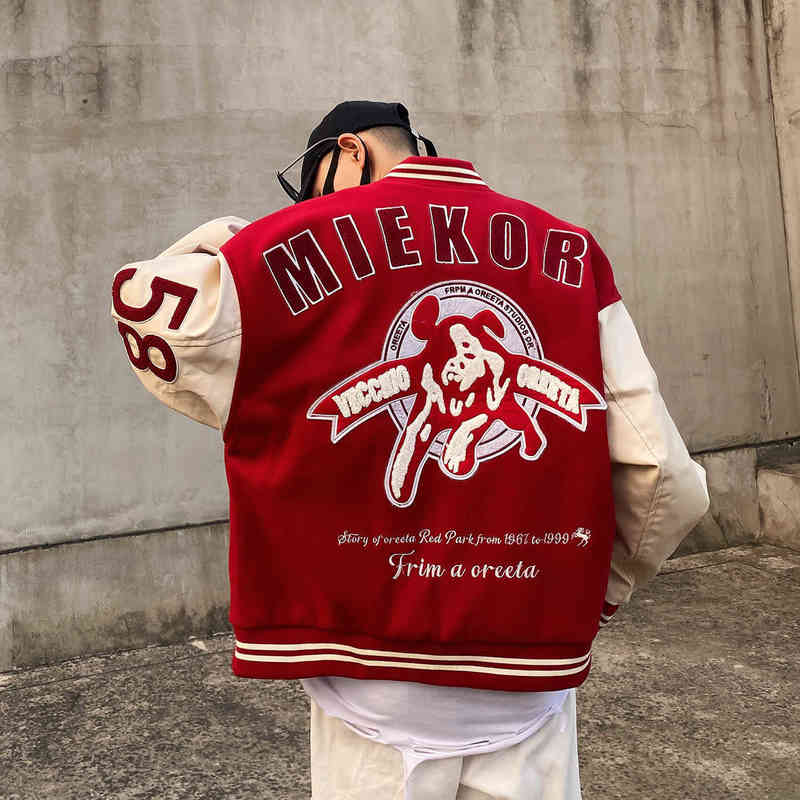 Men's Jackets Black Red Oversize Varsity Jacket Vintage Men R Letter Embroidery Baseball Bomber Coats Women Hip Hop Streetwear Leather Sleeve T220914
Men's Jackets Black Red Oversize Varsity Jacket Vintage Men R Letter Embroidery Baseball Bomber Coats Women Hip Hop Streetwear Leather Sleeve T220914