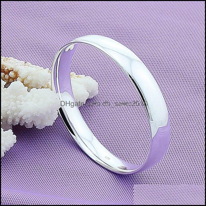 Bangle 925 Sterling Sier 10Mm Smooth Solid Bracelet Bangles For Women Men Wedding Engagement Party Jewelry 1250 T2 Drop Delivery 2021 Dh93R
