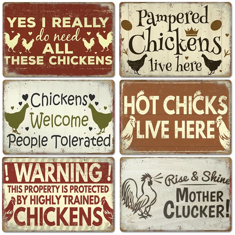 2023 Funny Chickens Tin Signs Metal Painting Vintage Poster Rooster Hens Eggs Retro Plaque Wall Stickers Painting for Farm Outdoor Doors Home Decor 30X20cm
2023 Funny Chickens Tin Signs Metal Painting Vintage Poster Rooster Hens Eggs Retro Plaque Wall Stickers Painting for Farm Outdoor Doors Home Decor 30X20cm