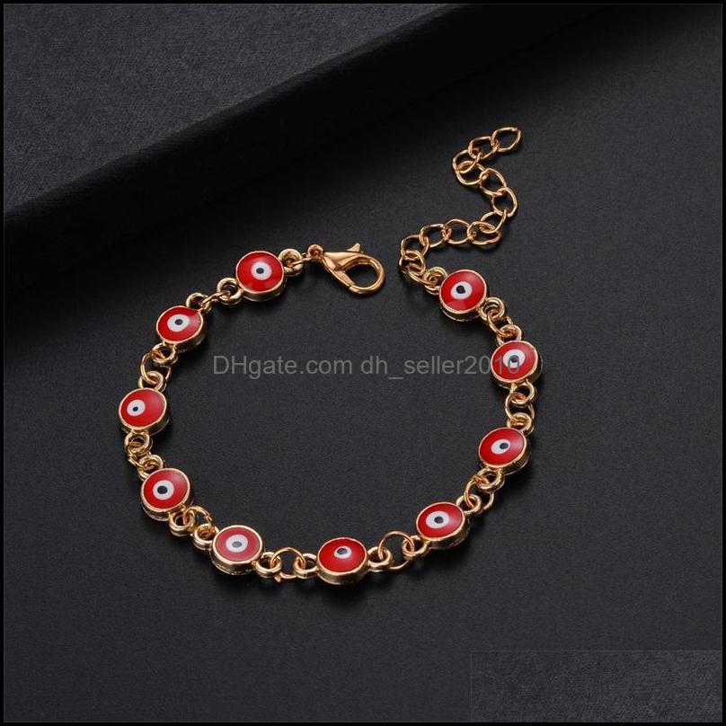 Link Chain Enamel Blue Evil Eye Charm Bracelets For Women Men Turkish Gold Chains Adjustable Bracelet Bangle Fashion Jewelry In Bk 1 Dhf6W