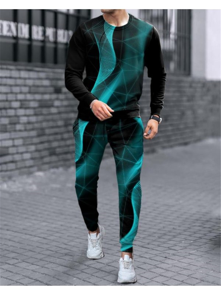 Men's Tracksuits Men's Long Sleeve T-Shirt Tracksuit 2 Piece 3D Printed Retro Black and White Lion King Style Oversized Tracksuit 220914