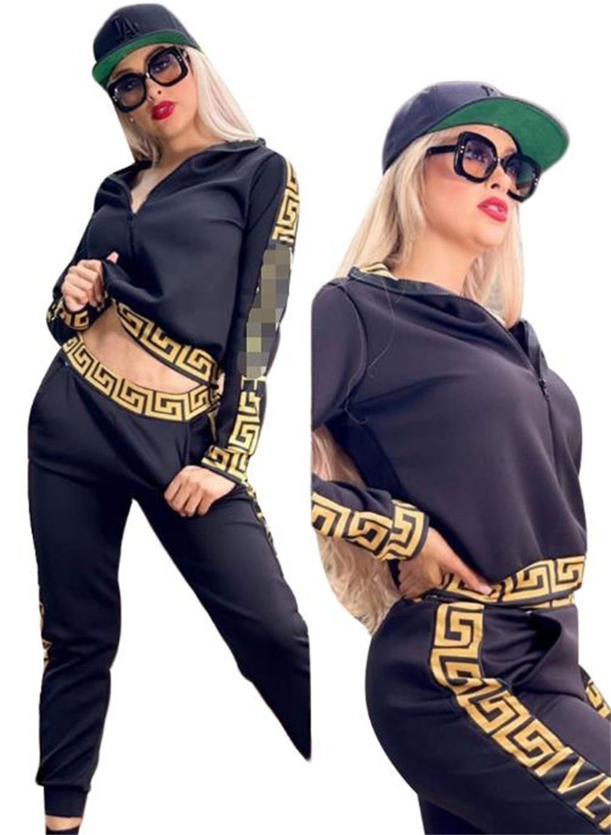 Fashion Womens Sweaters Sports Tracksuits Joggers Two Piece Sets Jackets Drawstring Zip Outfits hoodies and Sport Pants Casual Outfits jogger Suits