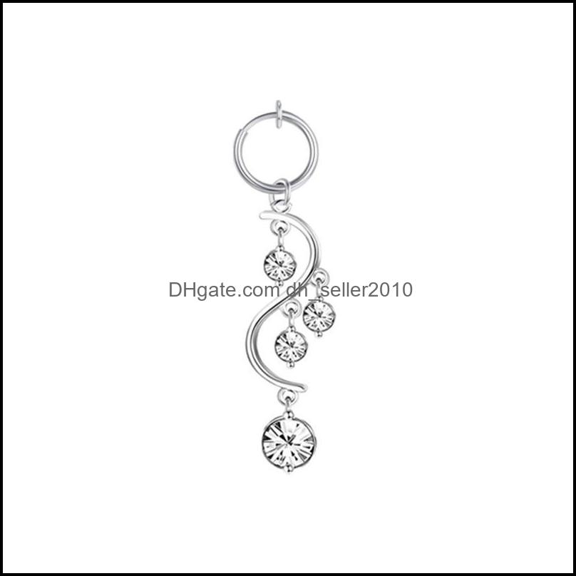 Navel Bell Button Rings Fashion Moon Heart Pendant Crystal Belly Button Rings Piercing Navel Nail Body Jewelry For Girls 1188 E3 Dro Dhiyo