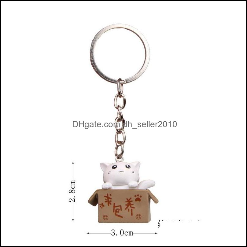 Key Rings 3Cm Cute Cartoon Key Chain Begging For Naughty Japanese Style Cat Pendant Personality Keychain Bag Jewelry Keyring 1374 D3 Dhofc