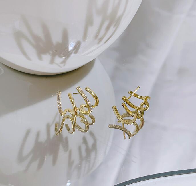 Hypoallergenic Studs Four Claw Earrings Crystal Rhinestone 925 Silver Needle Bling Party Earring Gifts for Women Jewerly Accessori