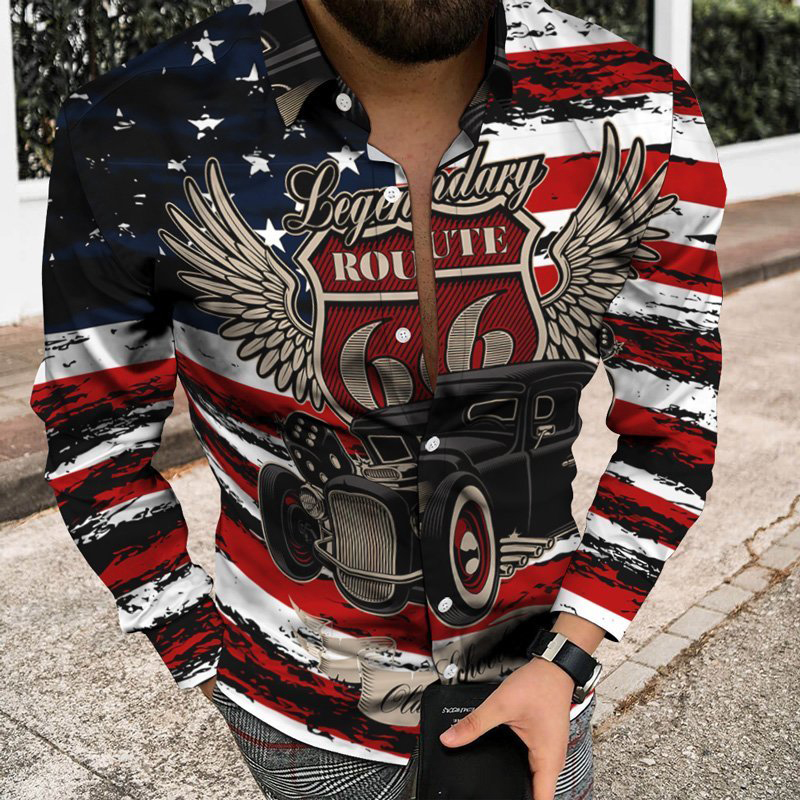 Men's Casual Shirts Fashion Men Shirt Turndown Collar Button Plaid Contrast Color Print Long Sleeve Tops Mens Clothes Hawaii Cardigan 220915