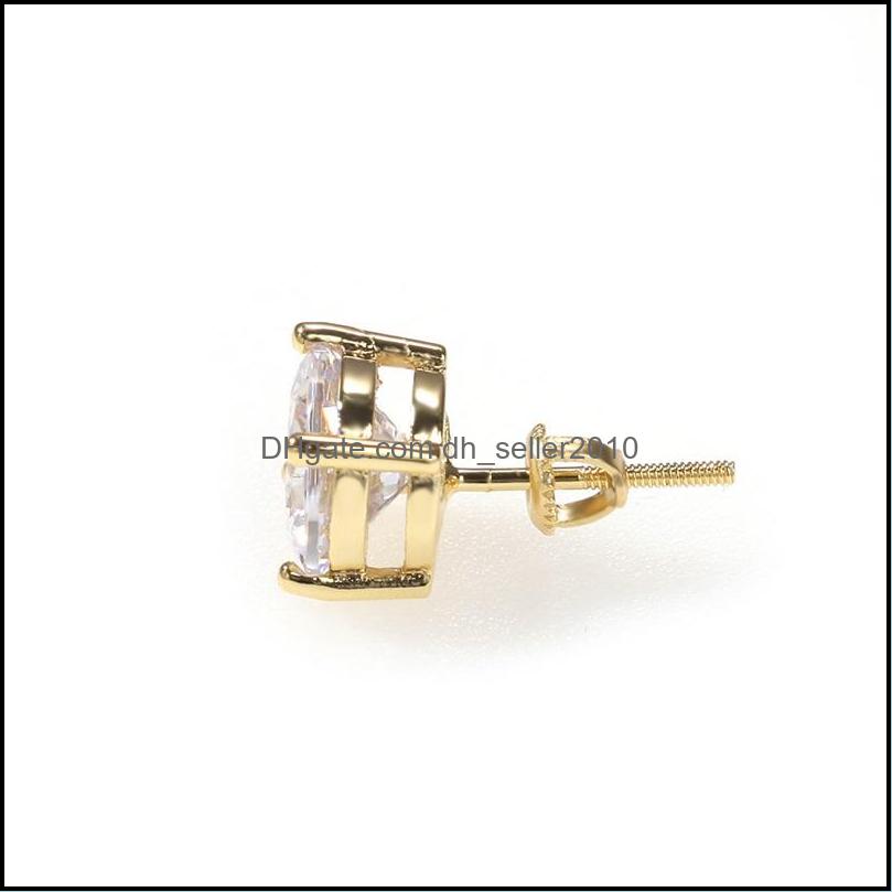 Stud Mens Hip Hop Stud Earrings Jewelry High Quality Fashion Round Gold Sier Simated Diamond Earring For Men 1233 E3 Drop Delivery 202 Dh3Nw