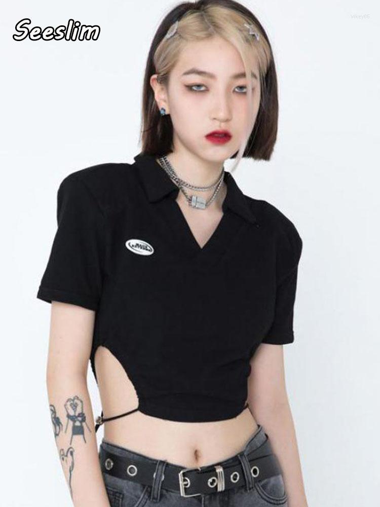 Women' T Shirts Seeslim Streetwear Drawstring Shirt Women 2022 Fashion Harajuku Short Sleeve Crop Top Y2k 90s Vintage Hollow Out Ladies, Black
Women' T Shirts Seeslim Streetwear Drawstring Shirt Women 2022 Fashion Harajuku Short Sleeve Crop Top Y2k 90s Vintage Hollow Out Ladies, Black