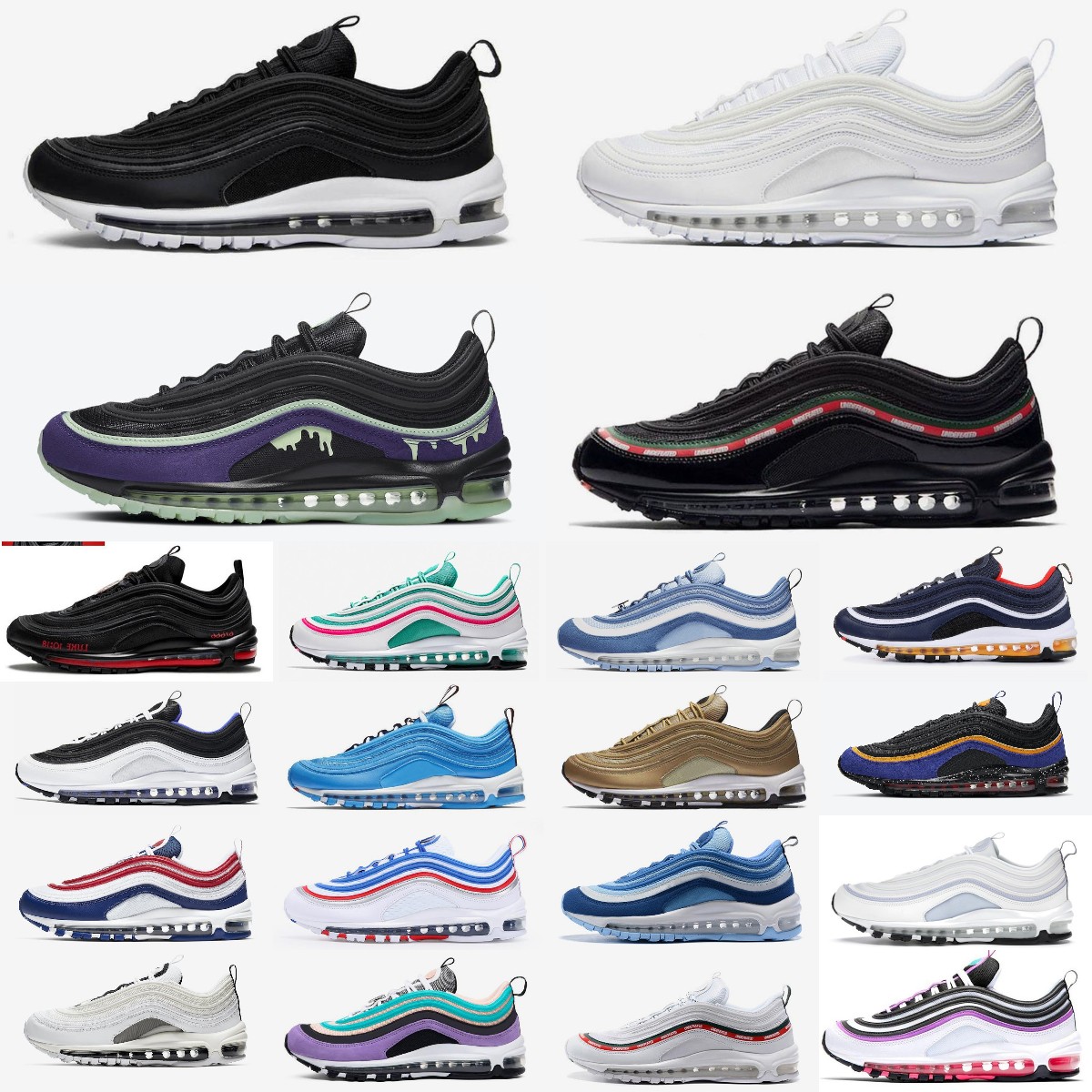 

NEW Running Shoes 97S Trainers Sports Sneakers Red Black Triple White Reflective Bred Game Royal Bullet Silver Aurora New 97 Og Classic Men Women Zoom Size 36-45, Box