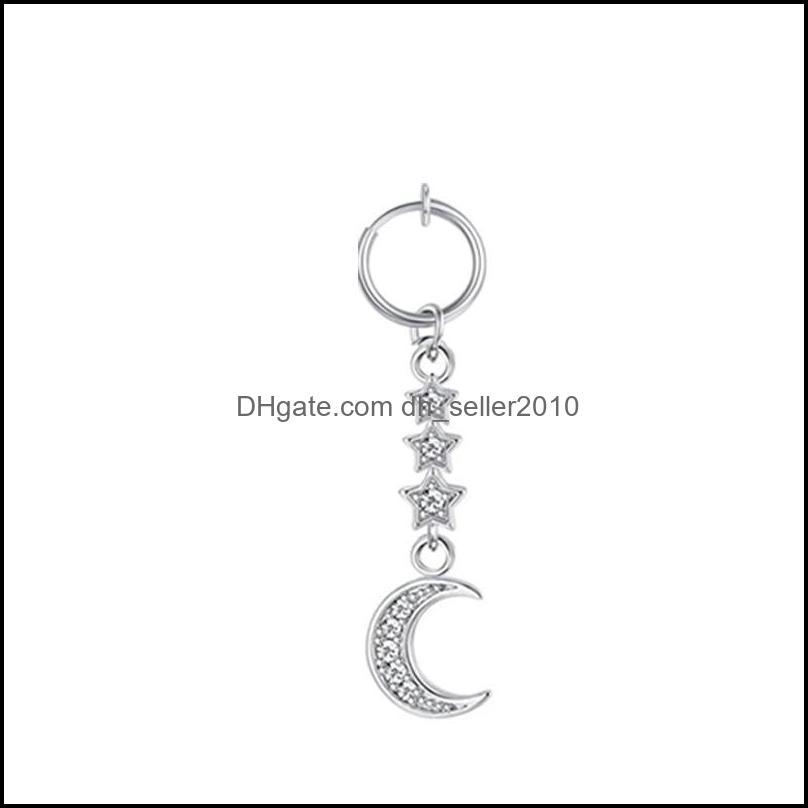 Navel Bell Button Rings Fashion Moon Heart Pendant Crystal Belly Button Rings Piercing Navel Nail Body Jewelry For Girls 1188 E3 Dro Dhiyo