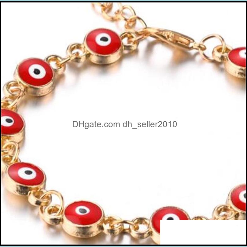 Link Chain Enamel Blue Evil Eye Charm Bracelets For Women Men Turkish Gold Chains Adjustable Bracelet Bangle Fashion Jewelry In Bk 1 Dhf6W