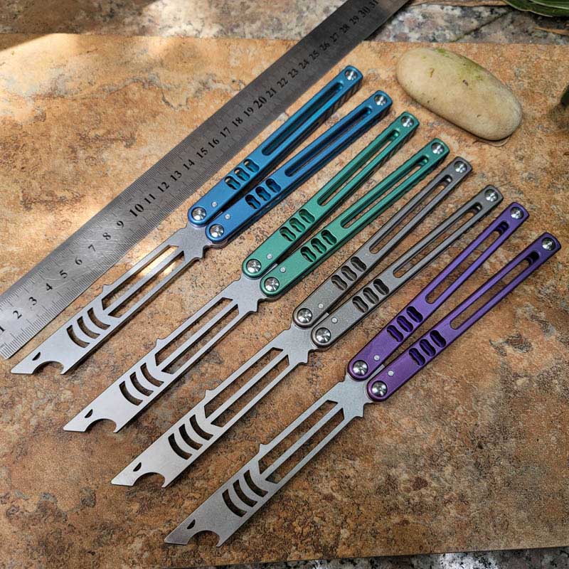 New Theone Balisong Butterfly Trainer Training Knife Not Sharp D2 Blade Channel Titanium Handle Swing Jilt Knives EX10 Chimera Hom AB Triton Squid Nautilus Cyoz BM42
New Theone Balisong Butterfly Trainer Training Knife Not Sharp D2 Blade Channel Titanium Handle Swing Jilt Knives EX10 Chimera Hom AB Triton Squid Nautilus Cyoz BM42