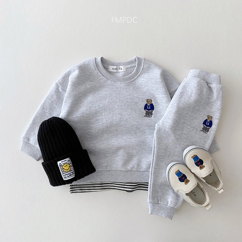Clothing Sets Korea Toddler Outfits Baby Boy Tracksuit Cute Bear Head Embroidery Sweatshirt Pants 2pcs Sport Suit Kids Girls Clothes Set 220915