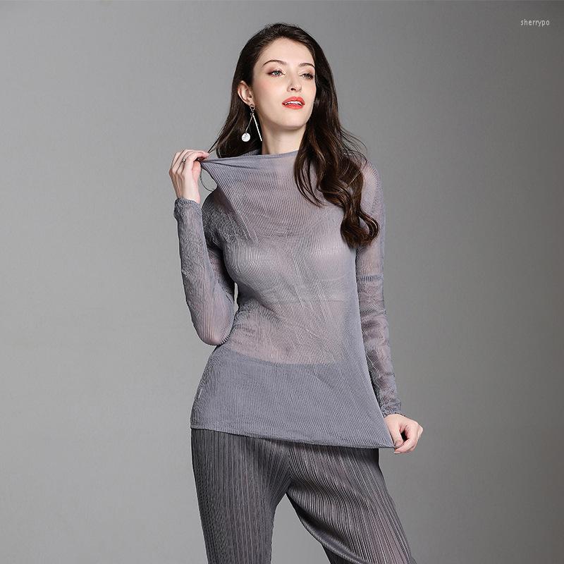 Women's T Shirts Shirt For Women 45-75kg Stretch Miyake Pleated Perspective Clothes Long-sleeved Stand Collar Slim Sexy Tee Tops, Khaki
Women's T Shirts Shirt For Women 45-75kg Stretch Miyake Pleated Perspective Clothes Long-sleeved Stand Collar Slim Sexy Tee Tops, Khaki