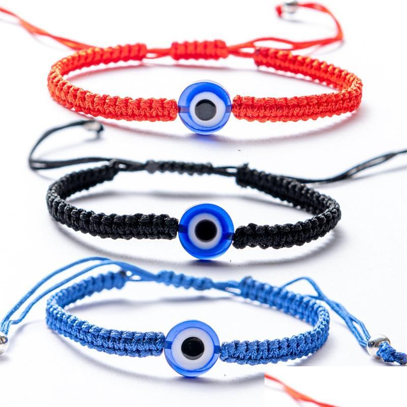 Charm Bracelets Lucky Bracelet Hand Woven Blue Eye Reef Knot Turkey Friendship Wristband Fashion Women Men Jewelry Charm Bracelets 6 Dhefc