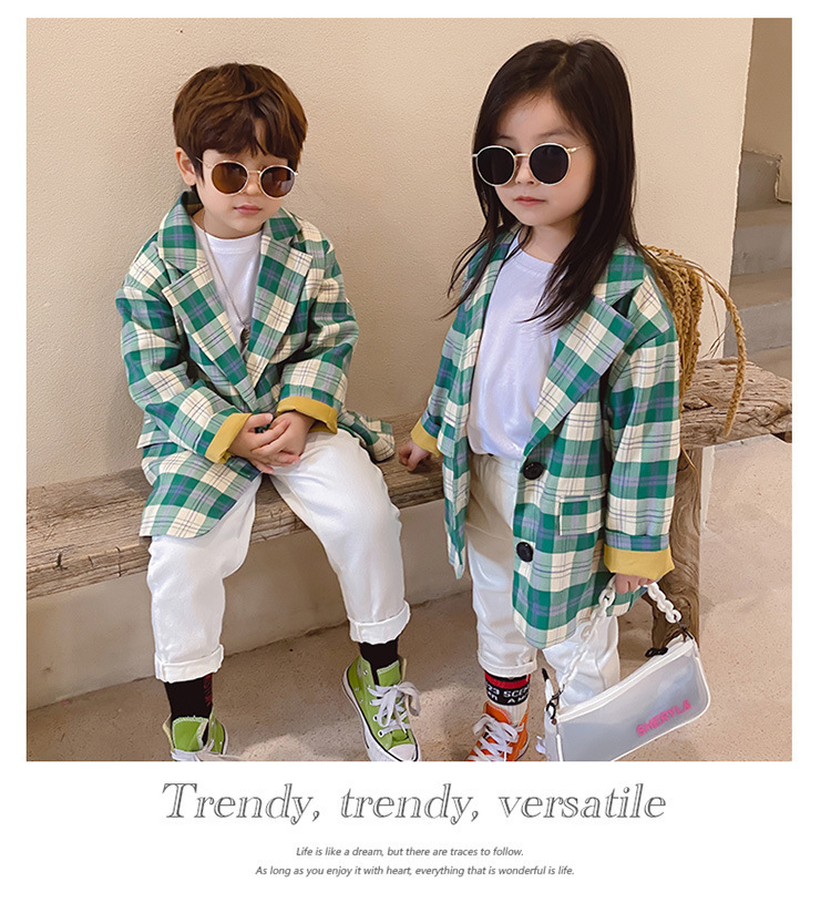 Family Matching Outfits Autumn mother daughter and son fashion plaid suit jackets family matching coats parent-child outfit 220914