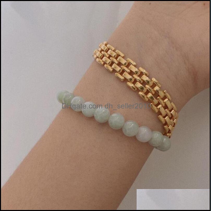 Link Chain Elegant Big Thick Chain Link Bracelets For Women Gold Filled Female Wrist Jewelry 1580 V2 Drop Delivery 2021 Dhseller2010 Dhteq