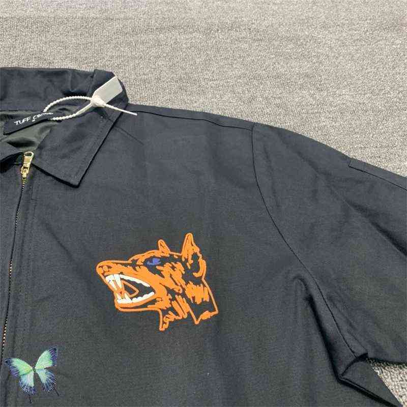 Men's Jackets TUFF CROWD Jacket Wolf Dog Head Heavy Industry Embroidered Zipper Jacket T220914