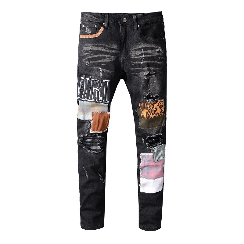 Men's Jeans Beggars Pants Ripped Design Leopard Patch Slim Gradient Pants Embroidered letters, Black
Men's Jeans Beggars Pants Ripped Design Leopard Patch Slim Gradient Pants Embroidered letters, Black