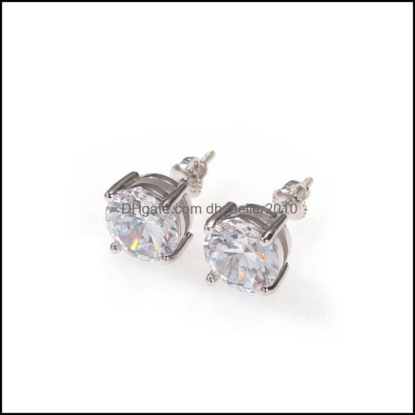 Stud Mens Hip Hop Stud Earrings Jewelry High Quality Fashion Round Gold Sier Simated Diamond Earring For Men 1233 E3 Drop Delivery 202 Dh3Nw