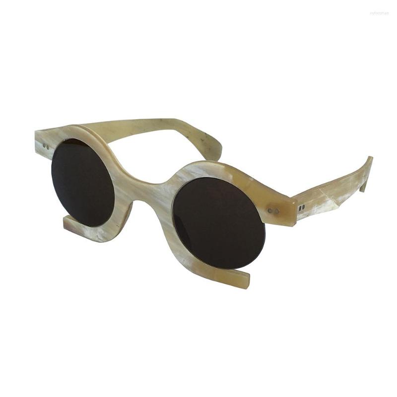 Sunglasses Nilerun Designer Unique Round Rivets MaRough Finish Honey White Genuine Natural Horn Opening Cut Sides Half Frame
Sunglasses Nilerun Designer Unique Round Rivets MaRough Finish Honey White Genuine Natural Horn Opening Cut Sides Half Frame