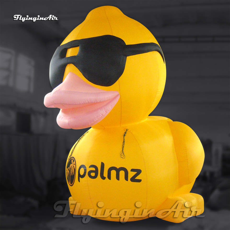 Outdoor Giant Advertising Inflatable Rubber Duck Balloon 6m Yellow Air Blow Up Cartoon Duck Model With Sunglasses For Park Decoration