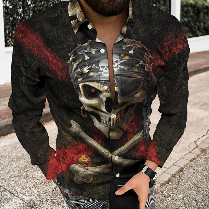 Men's Casual Shirts Fashion Men Shirt Turndown Collar Button Plaid Contrast Color Print Long Sleeve Tops Mens Clothes Hawaii Cardigan 220915