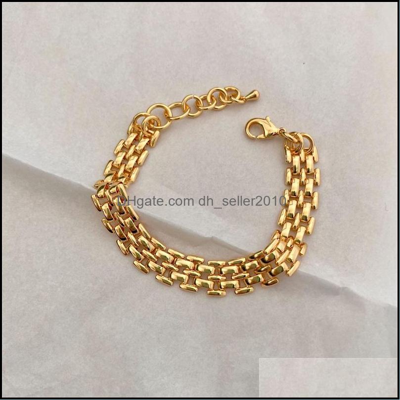 Link Chain Elegant Big Thick Chain Link Bracelets For Women Gold Filled Female Wrist Jewelry 1580 V2 Drop Delivery 2021 Dhseller2010 Dhteq