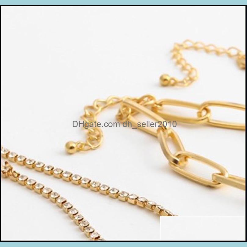 Anklets Fashion 3Pcs/Set With Lock Pendant Chain Anklet Bracelet For Women Foot Accessories Summer Beach Barefoot Sandals 144 R2 Drop Dh5Ai